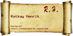 Ratkay Henrik névjegykártya